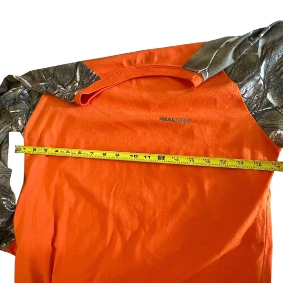 Real Tree Camo Orange Long Sleeve Raglan Shirt Kids XL 14-16 Hunting Outdoor - Picture 3 of 6